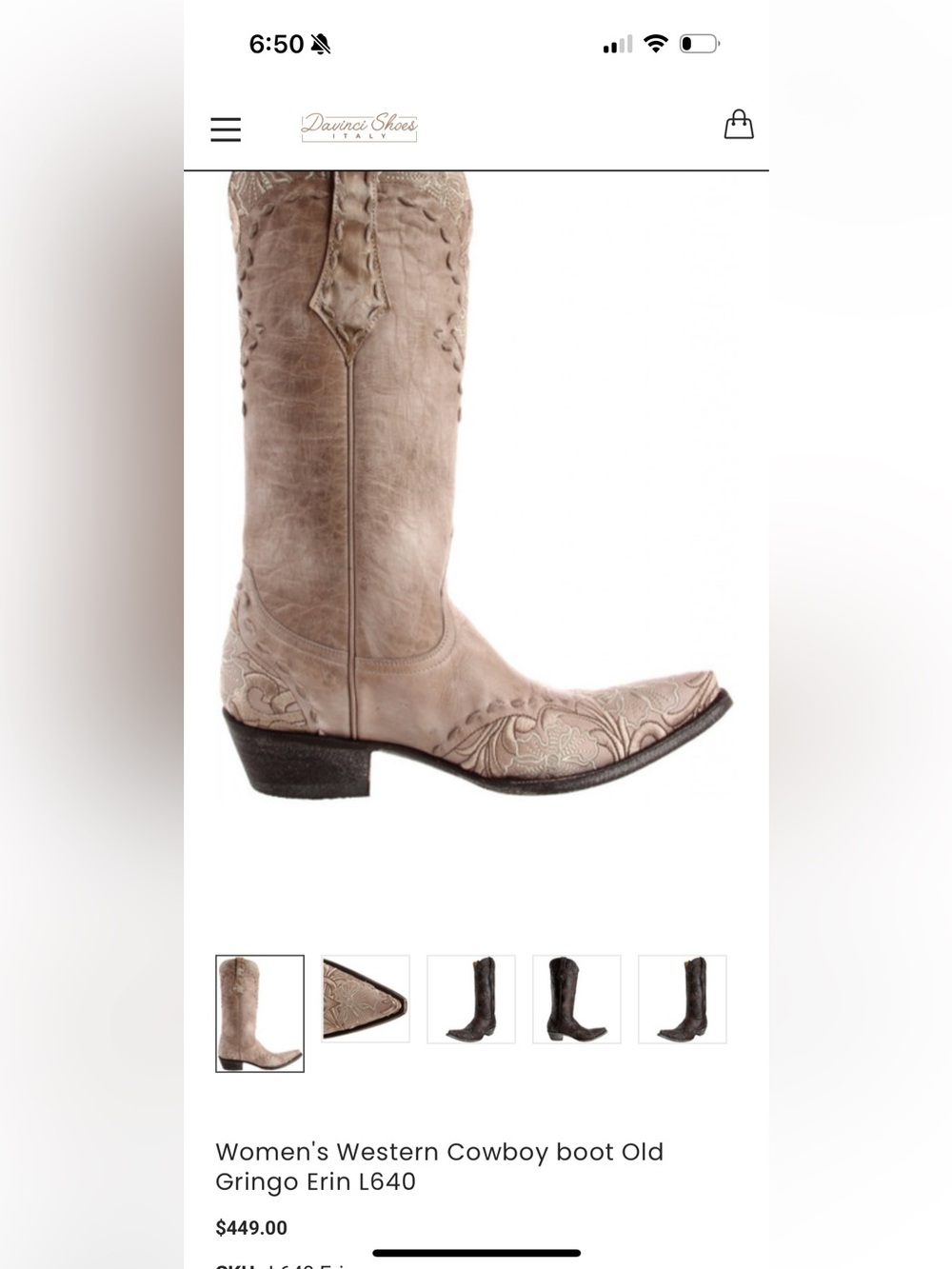 Old Gringo Erin cowboy boots in a distressed bone or cream leather